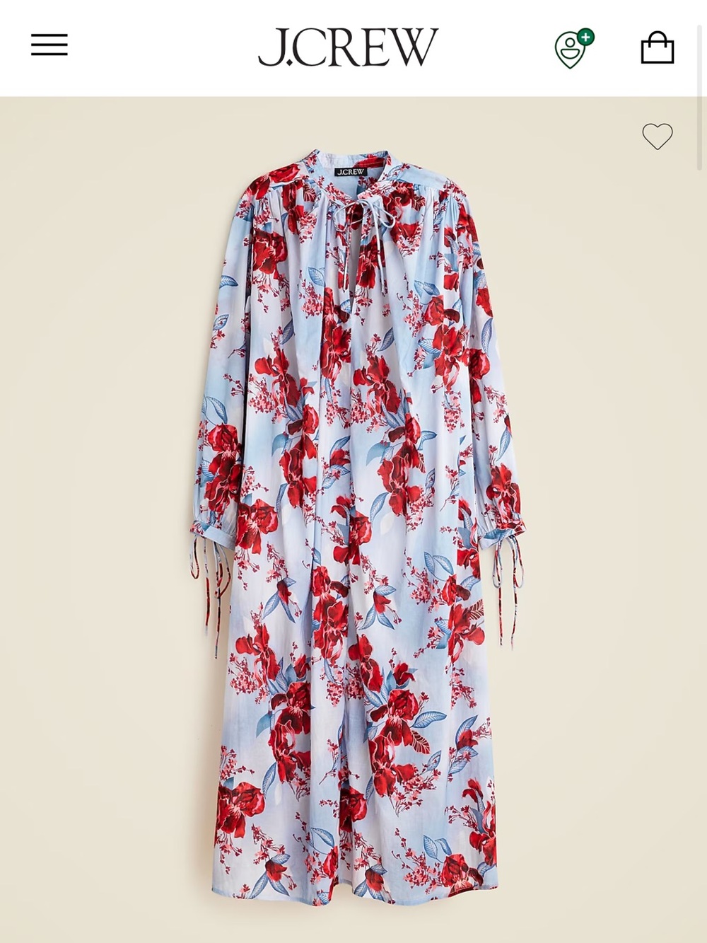 J.Crew Light Blue Maxi Dress with Red Floral Print